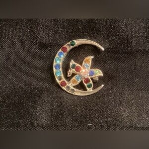 Order of the Eastern Star Gold-Tone Multicolor Gem Crescent Pin - Women Jewelry